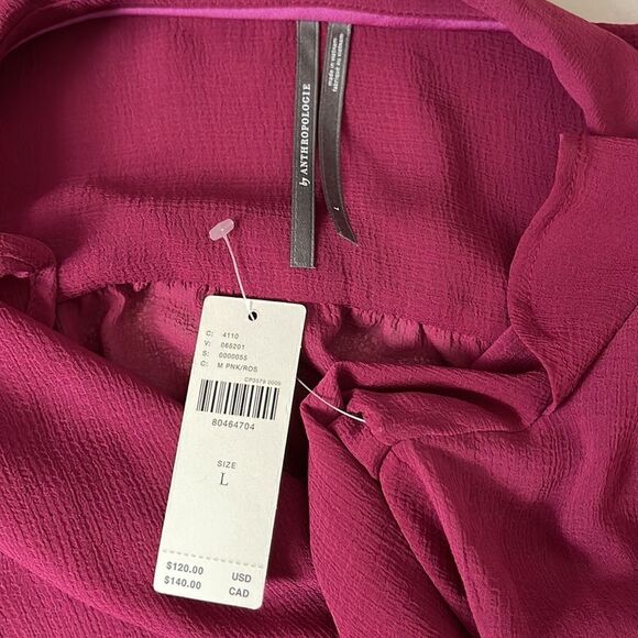 Anthropologie Plum Button Front Blouse size large. FIRM ON PRICE as I love this! - Picture 7 of 8